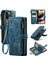 Iphone 12 Pro Max Telefon Kılıfı Anti-Drop Telefon Kılıfı Çok Fonksiyonlu Fermuarı Cep Cüzdan Telefon Kapağı Pu Deri Stand Kartı Tutucu Strap-Mavi (Yurt Dışından) 1