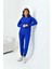 Kadın Çizgi Detaylı İkili Takım Saks Mavi 20661 1