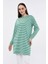 Kadın Çizgili Bisiklet Yaka Spor Tunik 1