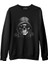 Asi Ruh - Cool Kurukafa Baskılı Siyah Erkek Kalın Sweatshirt 1