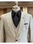 Italyan Stil Slim Fit Erkek Ceket Yelek Pantolon Takım Elbise Gri T9933 2
