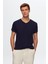 Slim Fit Siyah/beyaz/lacivert 3'lü T-Shirt 4