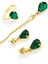 925ayar Gümüş Üzerine Altın Kaplama Yeşil Zirkon Taşlı Damla Set Takım 2