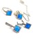 Zirkon taş detaylı opal taşlı italyan 925 ayar gümüş kare set takım 1