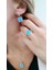 Zirkon taş detaylı opal taşlı italyan 925 ayar gümüş kare set takım 2