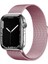 Apple Watch 38MM Uyumlu Kordon Hasır Metal Mıknatıslı Band-01 Kayış, Pembe 1
