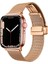 Apple Watch 40MM Uyumlu Kordon Hasır Metal Mıknatıs Tokalı Krd-85 Kayış, Rose Gold 1