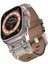 Apple Watch Ultra 49MM Uyumlu Kordon Suni Deri Metal Başlıklı KRD-114 Kayış, Taba 1