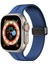 Apple Watch Ultra 49MM Uyumlu Kordon Silikon Metal Mıknatıslı Toka Krd-84 Kayış, Mavi 1