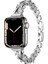 Apple Watch 44MM Uyumlu Kordon Metal Taşlı Luxury Paslanmaz KRD-103 Kayış, Gümüş 1