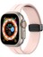 Apple Watch Ultra 49MM Uyumlu Kordon Silikon Metal Mıknatıslı Toka Krd-84 Kayış, Pembe 1