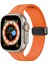 Apple Watch Ultra 49MM Uyumlu Kordon Silikon Metal Mıknatıslı Toka Krd-84 Kayış, Turuncu 1