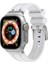 Apple Watch Ultra 49MM Uyumlu Kordon Silikon Metal Tokalı Soft Yüzey Krd-89 Kayış, Beyaz 1
