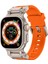 Apple Watch Ultra 49MM Uyumlu KRD-101 Titanyum Metal Başlıklı Silikon Kordon, Turuncu-Titanyum 1