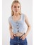 6797 Crop Kot Yelek - Mavi 4
