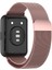 Huawei Watch Fit 2 Uyumlu Kordon Hasır Metal Mıknatıslı Örgü Zore Krd-01 Kayış, Pembe 2
