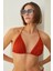 Kiremit Ribbed Üçgen Tek Üst Bikini 1