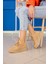Alanla Model 4 cm Tabanlı File Detaylı Snekars Spor Ayakkabı Camel 2
