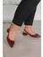 KR7059 Model Yeni Sezon 3 cm Topuklu Tokalı Topuklu Ayakakbı Bordo.rgn 5