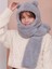Kids Hoody Kapşonlu Peluş Bere Atkı Kadın Welsoft Polar Kaşkol Boyunluk Şalı Rüzgar Geçirmez Kulaklı Şapka 1