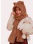 Kids Hoody Kapşonlu Peluş Bere Atkı Kadın Welsoft Polar Kaşkol Boyunluk Şalı Rüzgar Geçirmez Kulaklı Şapka 2