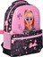 Barbie Parlak Desenli Büyük Boy 3 Bölmeli Cepli Çocuk Okul Sırt Çantası Siyah-Pembe 1