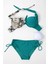 Kadın Turkuaz Bej Taş Bloklu Yüksek Bel Toparlayıcı Bikini Takım HZL24S-LC3335 1