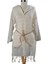 Kısa Ketenli Çizgili Kapşonlu Kimono 1