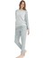 Kadın Gri Melanj Yuvarlak Yaka Pijama Takımı 3