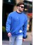 Indigo Bisiklet Yaka Oversize Şardonlu Arma Detaylı Erkek Sweatshirt 7043 1