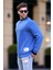 Indigo Bisiklet Yaka Oversize Şardonlu Arma Detaylı Erkek Sweatshirt 7043 2