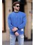 Indigo Bisiklet Yaka Oversize Şardonlu Arma Detaylı Erkek Sweatshirt 7043 3