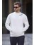 Ekru Bisiklet Yaka Nakış Detaylı Cepli Erkek Sweatshirt 7049 1