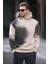 Bej Baskılı Kapşonlu Soluk Kumaşlı Oversize Erkek Sweatshirt 7051 3