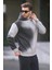 Boyalı Gri Baskılı Kapşonlu Soluk Kumaşlı Oversize Erkek Sweatshirt 7051 2