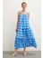 Askılı Puanlı Elbise Mavi 4
