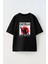 Catzilla Tasarım Baskılı Pamuk Sıyah Oversize T-Shirt 1