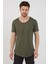 Erkek Koyu Haki Pis Yaka Salaş T-SHIRT-TCPS001R67S 1