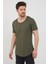 Erkek Koyu Haki Pis Yaka Salaş T-SHIRT-TCPS001R67S 3