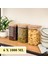 Home 6'lı 1000 ml Bambu Kapaklı Kare Cam Baharatlık Drajelik ve Erzak Kabı 1