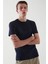 Lacivert Basic Erkek Slim Fit Pamuklu Kısa Kollu Bisiklet Yaka T-Shirt 1