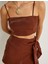 x Şahika Ercümen - Parlak Askılı Crop Büstiyer Lyocell Kumaş Slim Fit 5
