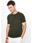 Erkek Slim Fit Dar Kesim Pamuklu Yumuşak Dokulu Esnek Kumaş Düz Basic Haki Bisiklet Yaka Tişört 1