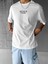 Oversize Dokulu Sırt Baskılı T-Shirt Beyaz 1