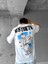 Oversize Dokulu Sırt Baskılı T-Shirt Beyaz 2