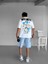 Oversize Dokulu Sırt Baskılı T-Shirt Beyaz 3
