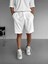 Oversize Polo Yaka Fermuarlı T-Shirt Beyaz 4