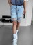 Baggy Distressed Jean Şort Açık Mavi 2