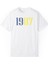 Sarı Lacivert 1907 Baskılı Pamuklu Beyaz Unisex Oversize Tişört 2