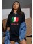 Italya Bayrak Baskılı Unisex Pamuklu Oversize Tişört 4